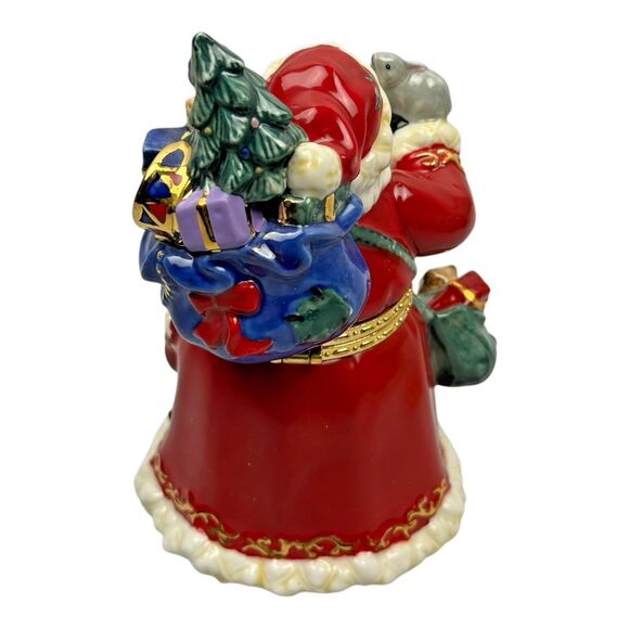 Traditions PORCELAIN CHRISTMAS SANTA & SLEIGH Decorative KEEPSAKE TRINKET BOX - Picture 7 of 16